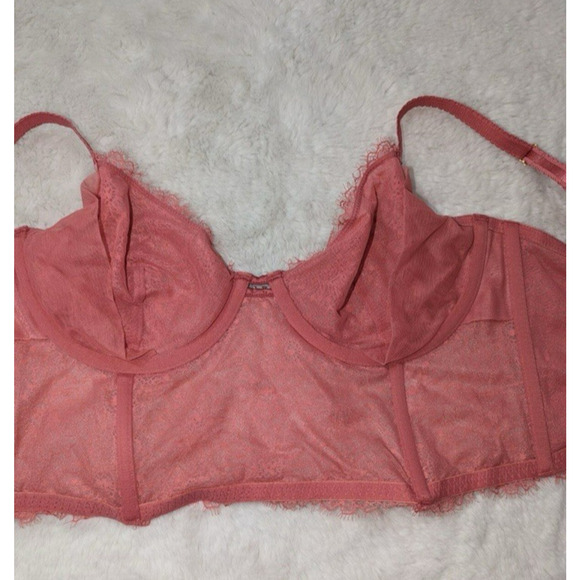 Victorias Secret Lace Long Line Demi Bra 34DDD Pink - Picture 6 of 8